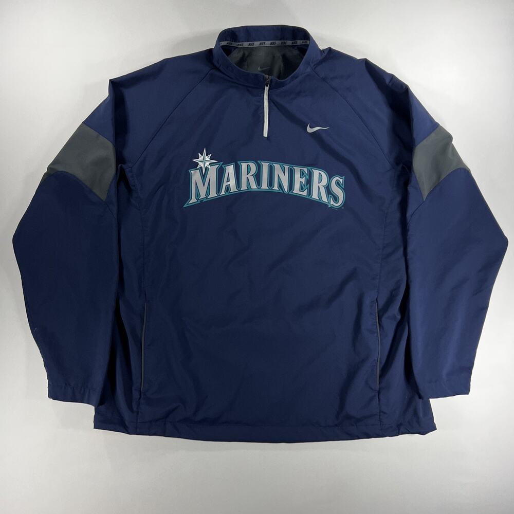 Nike Seattle Mariners MLB Baseball 1/4 Zip Vented Pullover Men's Size 2XL Blue